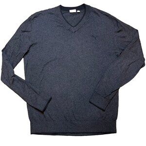 Puma Gray Cotton Cashmere Golf V-neck Sweater Mens SZ M Sport Dressy Lightweight
